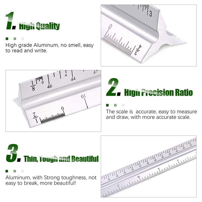 Keadic 12Pcs Geometric Drawings Templates, Geometry Ruler Plastic, Clear Shape Template Yellow Architect Scale Measuring Ruler Drafting Stencils Measuring Tools for Designing and Building - Image 2